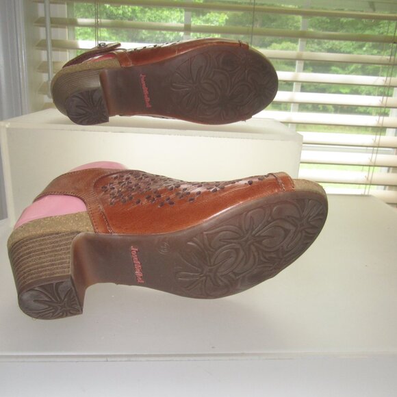 Josef Seibel Brown Leather Peep Toe Sandals Size 39 (US Size 8) | Style 76846 - Picture 6 of 7